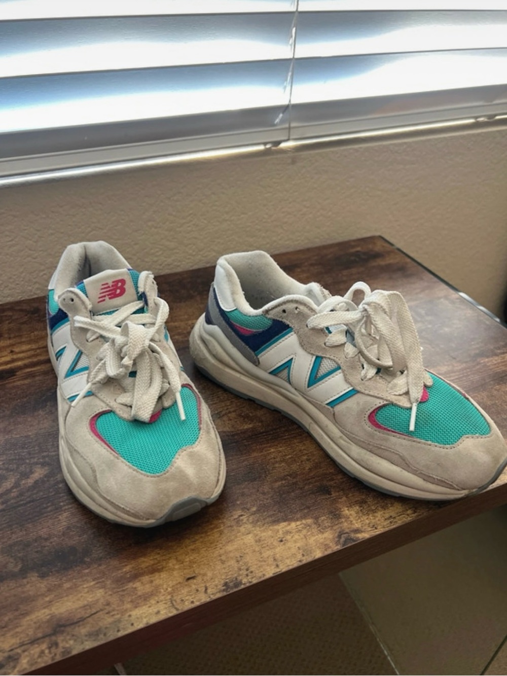 New Balance 57/40 White Teal Pink Accent Women's Sneakers